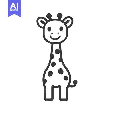 Premium design asset: A smiling tall cartoon giraffe with spotted neck and body