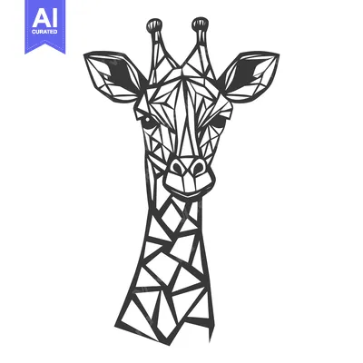 Aset premium populer: Geometric illustration of a giraffe head with patterned triangular sha