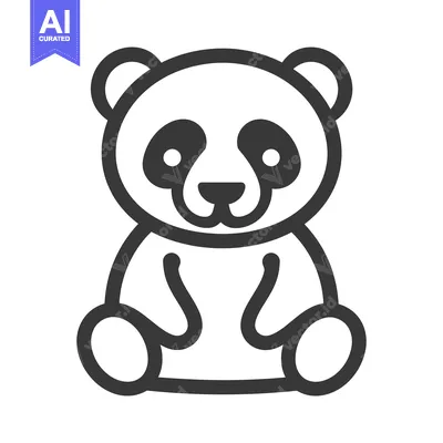Popular premium asset: A simple black and white illustration of a sitting panda