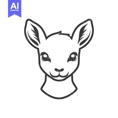Aset premium populer: A friendly stylized illustration of a cute animal face