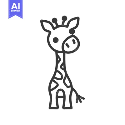Aset premium populer: Adorable illustration of a friendly giraffe with a long spotted neck