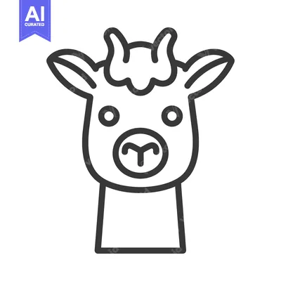 Aset premium populer: A simplistic black and white line drawing of a llama animal