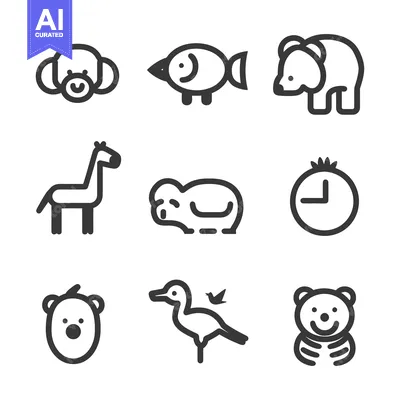 Popular premium asset: Various animal and object icons are presented on a white background