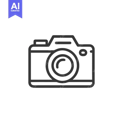 Aset premium populer: Minimalist Camera Icon: Sleek Line Art on White Background