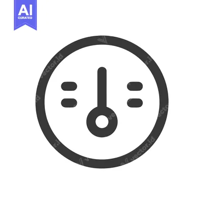 Aset desain premium: Minimalist Speedometer Icon: Dark Gray Gauge on White Background