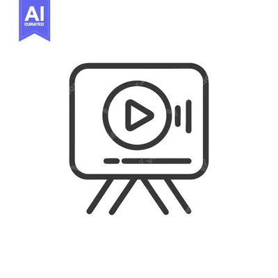 Aset desain premium: Minimalist Video Player Icon on Stand, Outline Style, Media Presentati