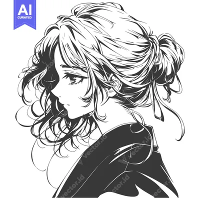 Popular premium asset: A black and white portrait of an anime style woman