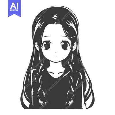 Popular premium asset: A black and white illustration of a young anime style woman