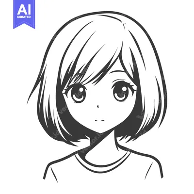 Popular premium asset: A simple black and white drawing of an anime style girl