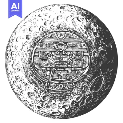Aset desain premium: An Intricate Aztec-Inspired Design Embedded Within a Detailed Illustra
