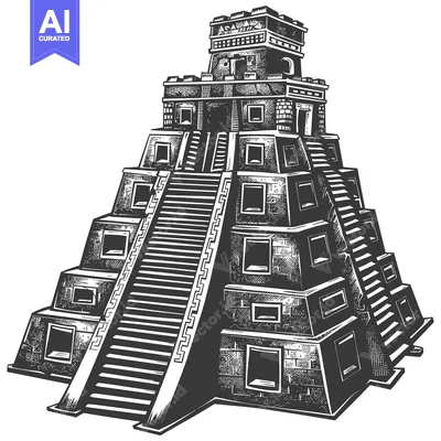 An intricately detailed black and white illustration of an ancient May