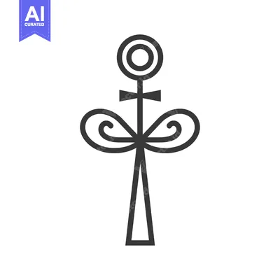Aset desain premium: Ankh Symbol with Abstract Flower-like Elements