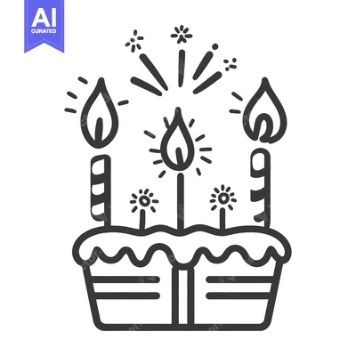 Popular premium asset: A Simple Hand Drawn Cake With Lit Candles and Fireworks