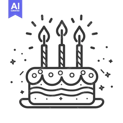 Aset premium populer: A festive illustration of a layered cake with lit candles