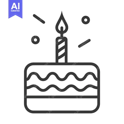 Aset desain premium: A simple outline depiction of a single layered birthday cake
