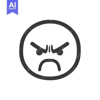 Aset premium populer: A simple line drawing of a face showing extreme anger