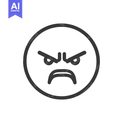 Aset premium populer: A circular angry face with furrowed brows and frowning mouth