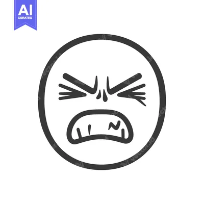 Aset desain premium: A circular image depicts an animated expression of anger