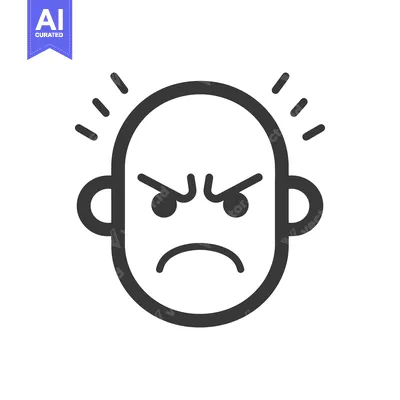 Aset premium populer: A simple illustration of an angry face with expressive features
