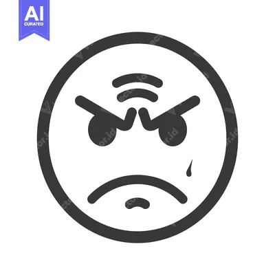 Aset desain premium: An angry expression is portrayed within a simple circular shape