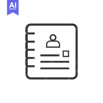 Aset premium populer: A notebook icon with a person symbol and lines for information