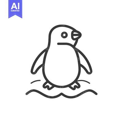 Aset premium populer: A Simple Graphic Illustration Depicting a Small Penguin Standing