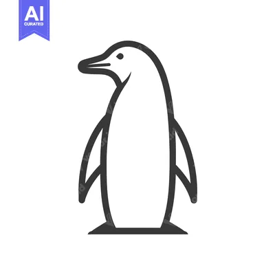 Aset desain premium: A stylized illustration depicting a simple penguin in minimalist style