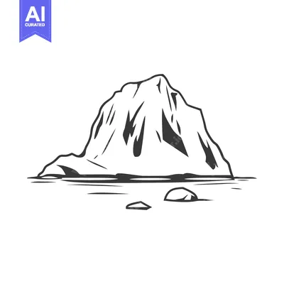 Popular premium asset: A grayscale depiction of an iceberg floating in the water