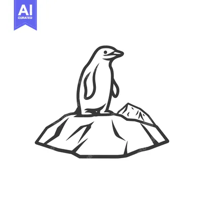 Aset premium populer: An illustration depicts a penguin standing on a small icy iceberg