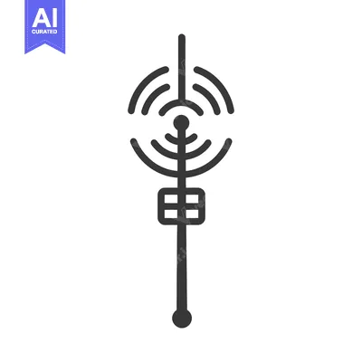 Aset premium populer: A graphic illustration shows a simple communication tower with emissio