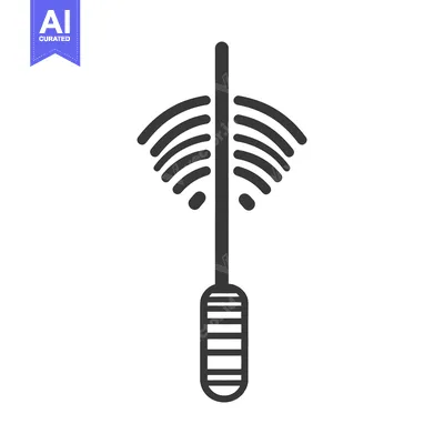 An illustrated graphic depicting a communications antenna and wireless
