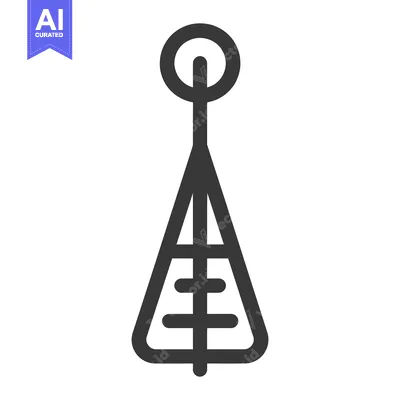 Premium design asset: A simple minimalist icon depicting a communication antenna tower
