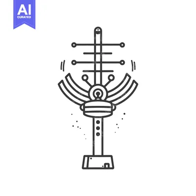 Aset premium populer: An abstract illustration depicts a stylized antenna on a white backgro