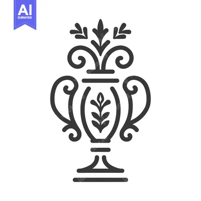 Aset premium populer: Decorative vase design with floral elements and stylized features