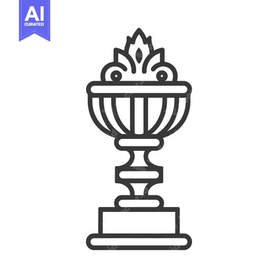 Aset desain premium: A detailed black and white illustration of an ornate pedestal vase