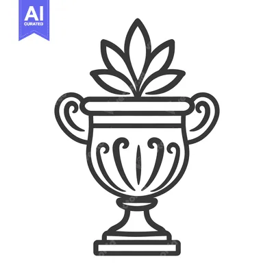 Aset desain premium: A classical styled vessel containing decorative leaves and handles