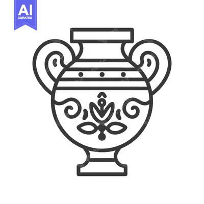 Premium design asset: An antique vase with decorative patterns and stylized handles is shown
