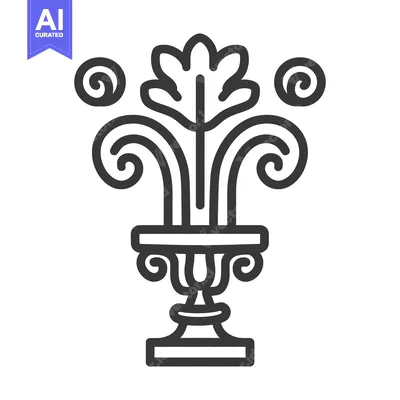Aset premium populer: Decorative floral emblem with swirls and stylized design elements