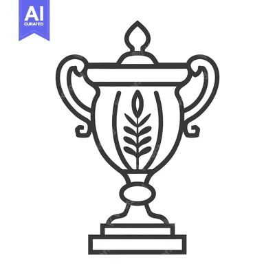 Aset desain premium: A simple black and white illustration of a trophy cup