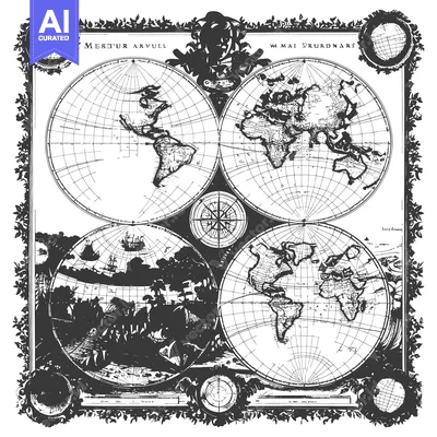 Popular premium asset: Antique Map of the World with Ornamental Frame and Compass