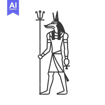 Anubis, Egyptian God of the Dead, with a Crook and Flail