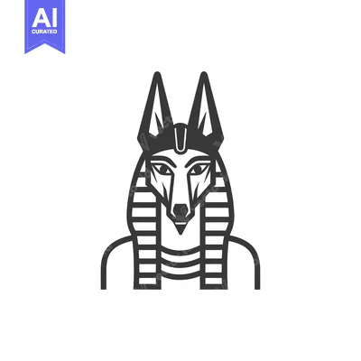 Aset desain premium: Anubis, Egyptian God of the Dead, with a Jackal Head and Striped Colla