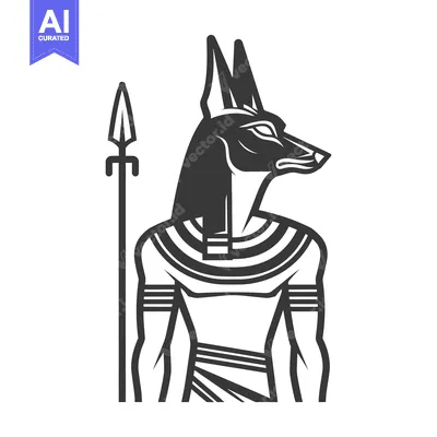 Aset premium populer: Anubis, Egyptian God of the Dead with a Spear