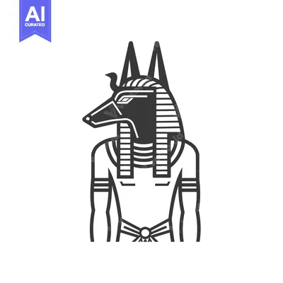 Aset desain premium: Anubis, the Egyptian God of the Dead, Depicted in a Black and White Li