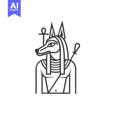 Anubis, the Egyptian God of the Dead, Depicted with a Crook and Flail