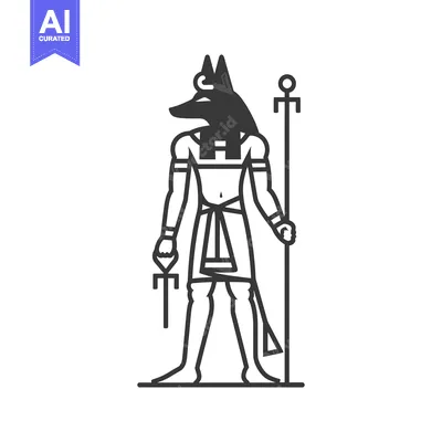 Anubis, the Egyptian God of the Dead, Holding a Crook and Flail