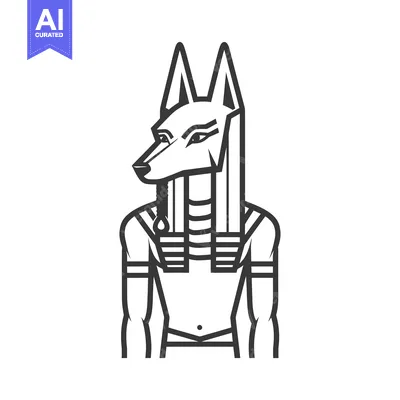 Aset desain premium: Anubis, the Egyptian God of the Dead, with a Human Body and a Jackal H