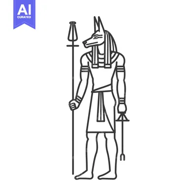 Aset premium populer: Anubis, the Egyptian God of the Dead, with a Staff and Ankh