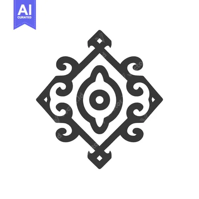 Aset desain premium: Intricate Black and White Geometric Design with Swirls and Diamond Acc