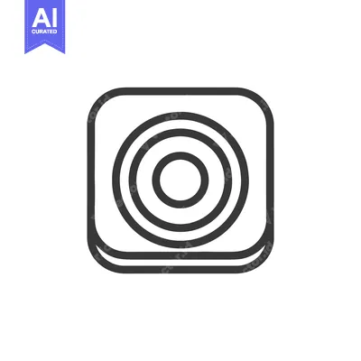 Premium design asset: Minimalist Speaker Icon: Rounded Square with Concentric Circles Design